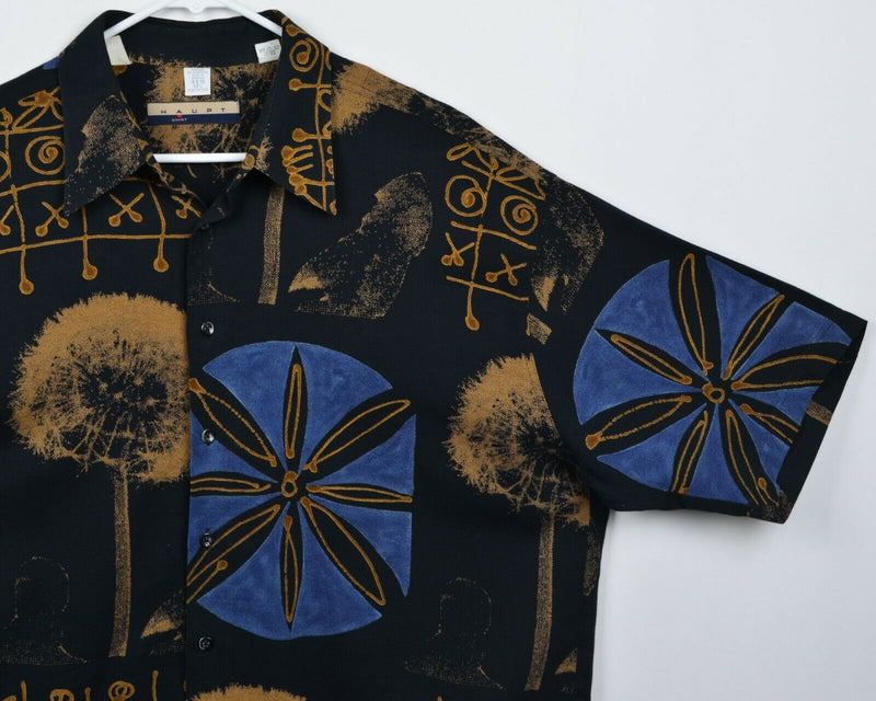 Haupt Germany Men's Sz XL Rayon Blend Geometric Abstract Hawaiian Camp Shirt