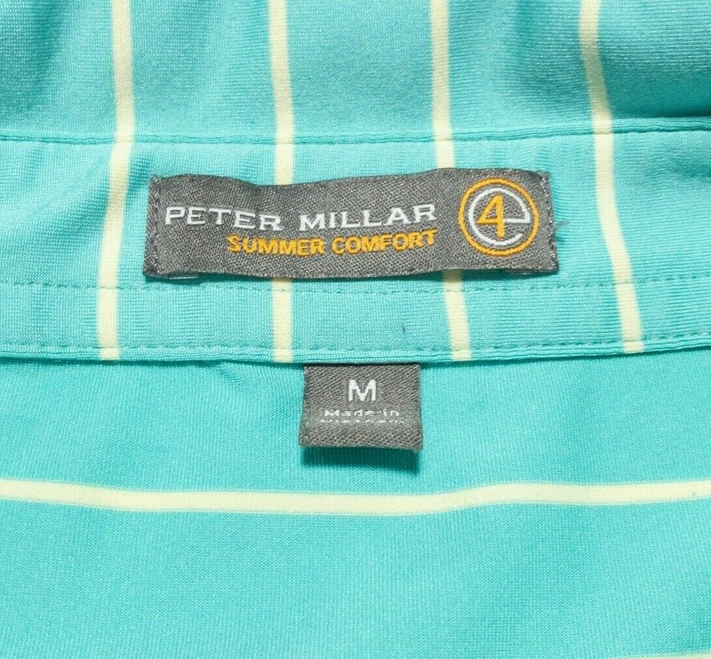 Peter Millar Summer Comfort Medium Men's Golf Polo Wicking Green Striped