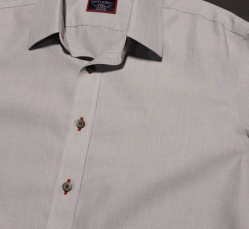 UNTUCKit Shirt Men's Small Slim Fit Wrinkle Free Long Sleeve Solid Gray Casual