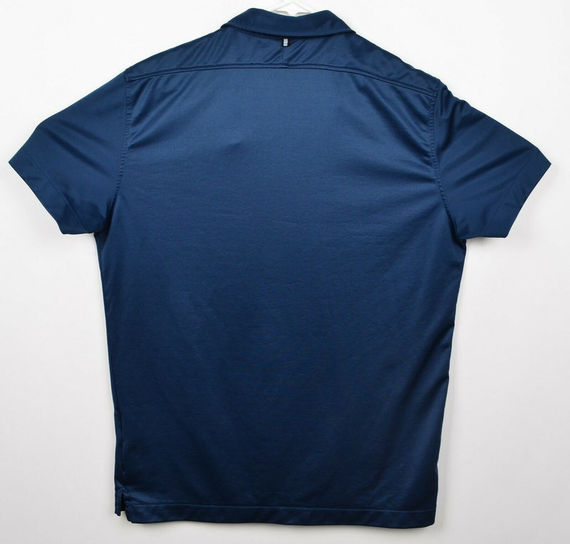 J. Lindeberg Men's Sz Large Logo Collar Fieldsensor Blue Striped Golf Polo Shirt