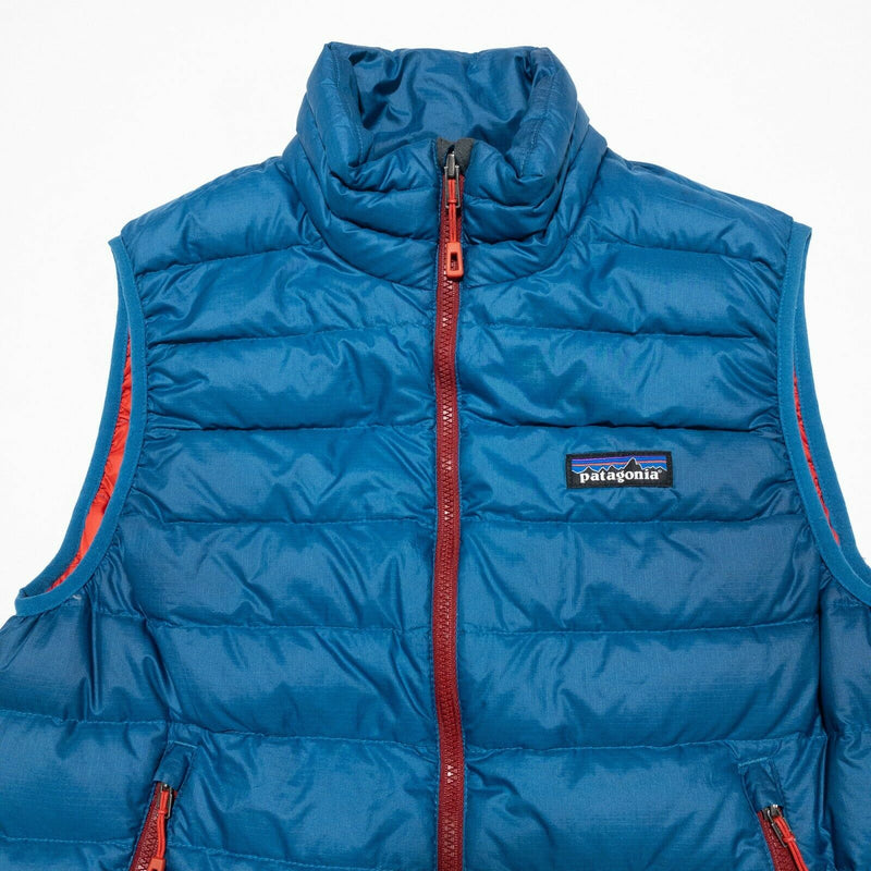 Patagonia Down Sweater Vest Blue Red Full Zip Packable Puffer 800 Fill Men's XS