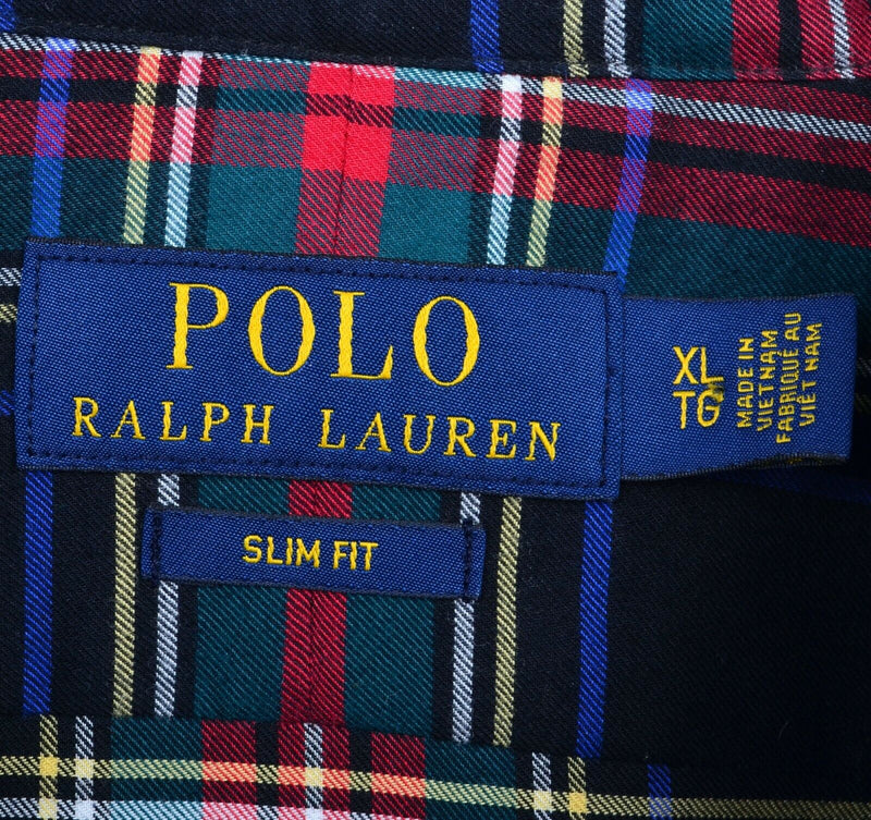 Polo Ralph Lauren Men's XL Slim Fit Red Green Tartan Plaid Button-Front Shirt