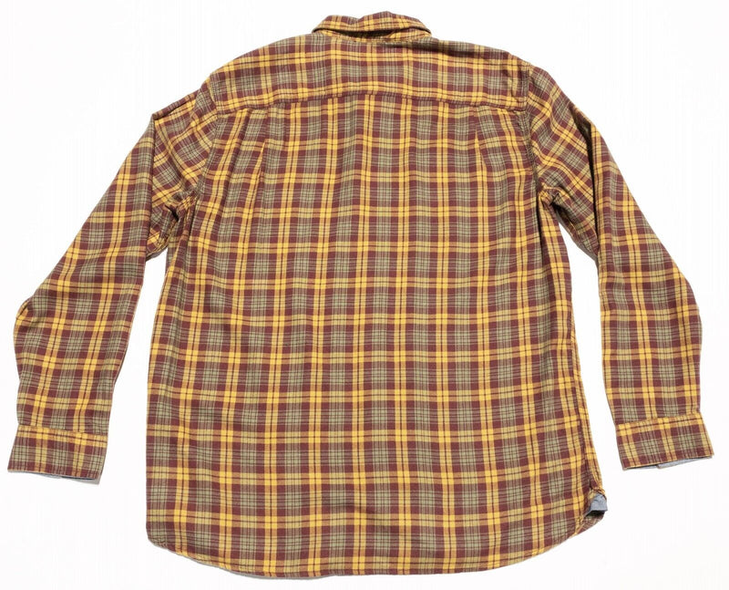 L.L. Bean Flannel Shirt Large Men's Rangeley Long Sleeve Yellow Plaid Tencel