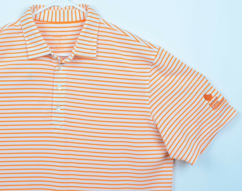 Johnnie-O Prep-Formance Men's Sz Large Orange White Striped Golf Polo Shirt
