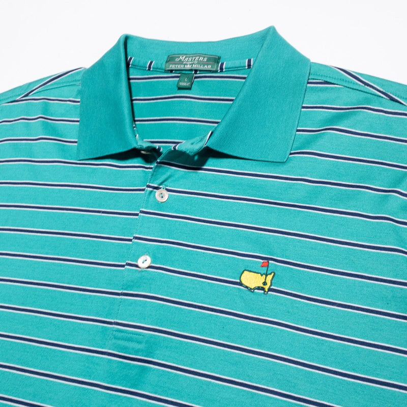 Peter Millar Masters Polo Shirt Men's Large Green Striped Augusta National Golf