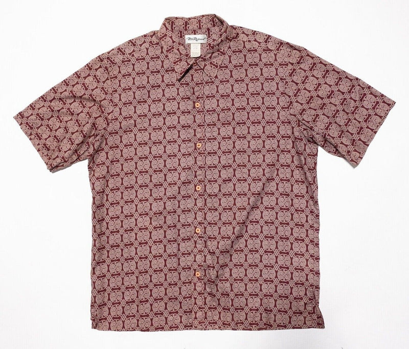 Tori Richard Hawaiian Shirt XL Mens Red Geometric Vintage 80s Button-Front Aloha