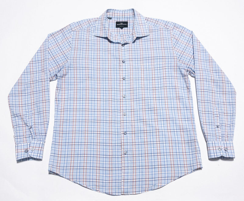 Rodd & Gunn Shirt Men's Large Sports Fit Light Blue Plaid Long Sleeve Button-Up