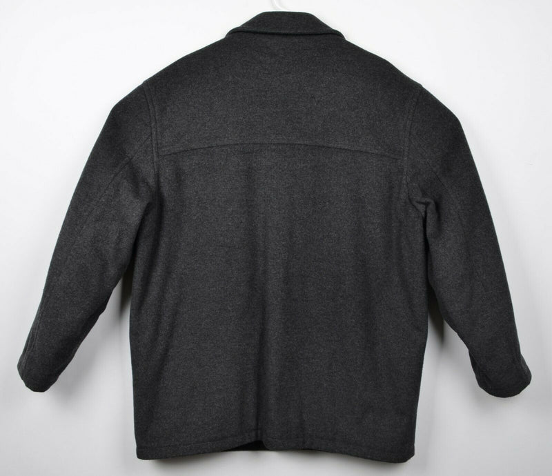 J. Crew Men's Sz XL Wool Blend Heather Gray Button-Front Thinsulate Stadium Coat