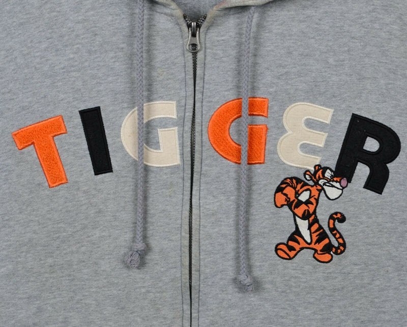 Disney Parks Adult Large Tigger Heather Gray Full Zip Hoodie Sweatshirt STAINED