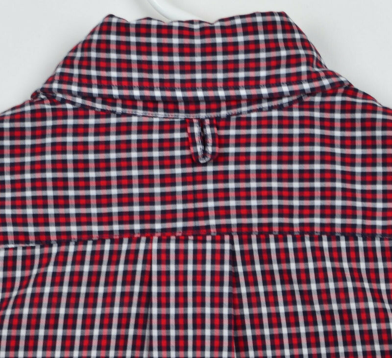 Brooks Brothers Black Fleece Women's BB2 (4) Ruffle Red Plaid Button-Down Shirt