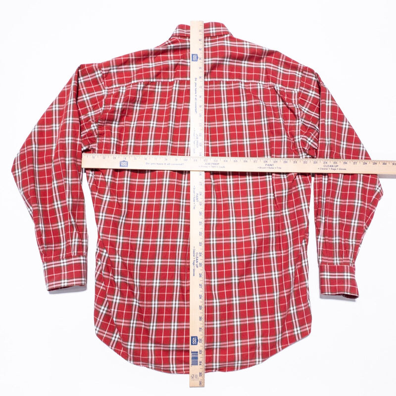 Burberry London Vintage 90s Shirt Men's Large Red Plaid Button-Down Long Sleeve