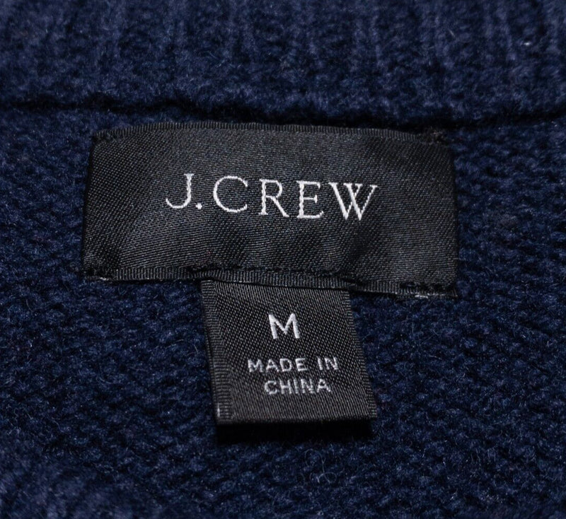 J. Crew Fair Isle Sweater Men's Medium Pullover Crewneck Knit Navy Blue