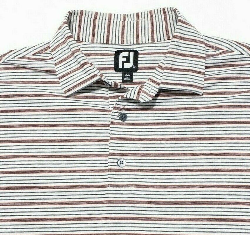 FootJoy Golf Shirt XL Men's Polo White Gray Red Striped Wicking Stretch