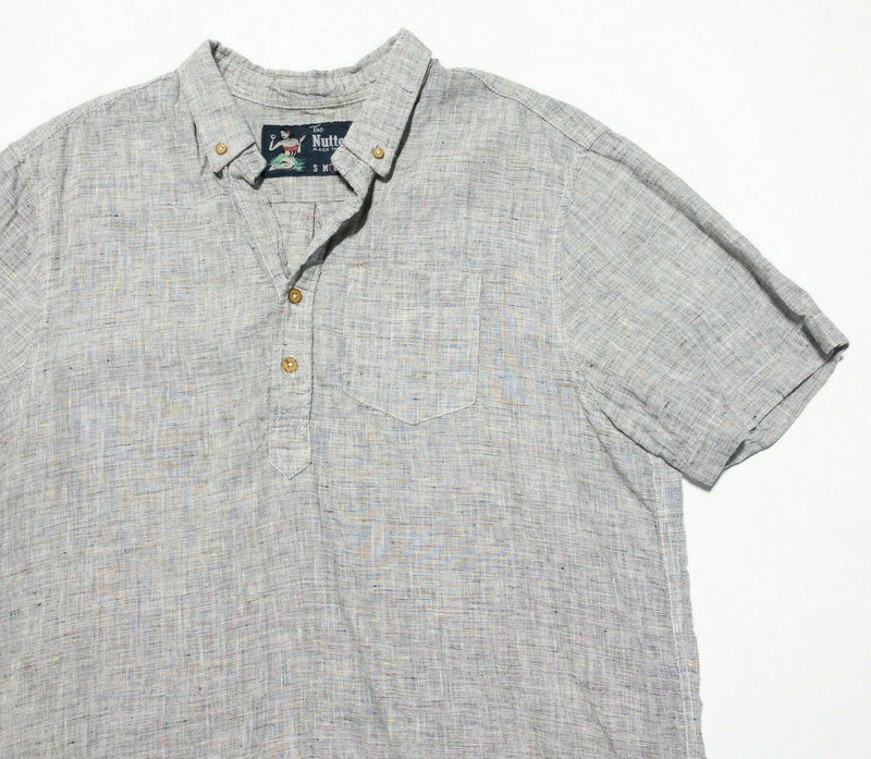 Chubbies The Nutter Shirt Men's Large Popover Gray Linen Blend USA Short Sleeve