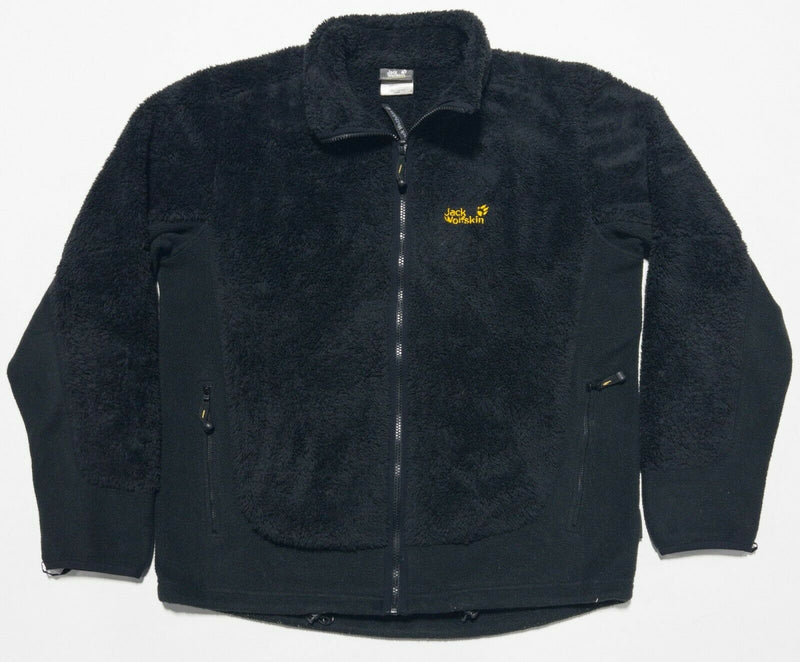 Jack Wolfskin Men's Large Fuzzy Fleece Solid Black Outdoor Full Zip Jacket