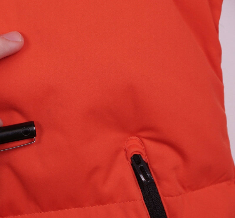 Adidas Women's XL Orange Duck Down Full Zip Hooded Logo Reflective Puffer Jacket