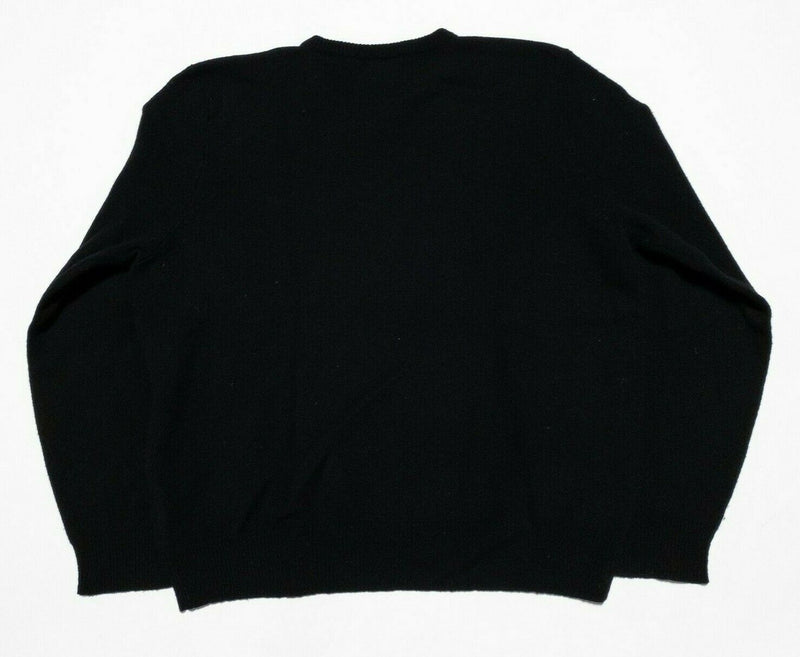 Polo Ralph Lauren 100% Lambs Wool Solid Black V-Neck Knit Sweater Men's 2XL