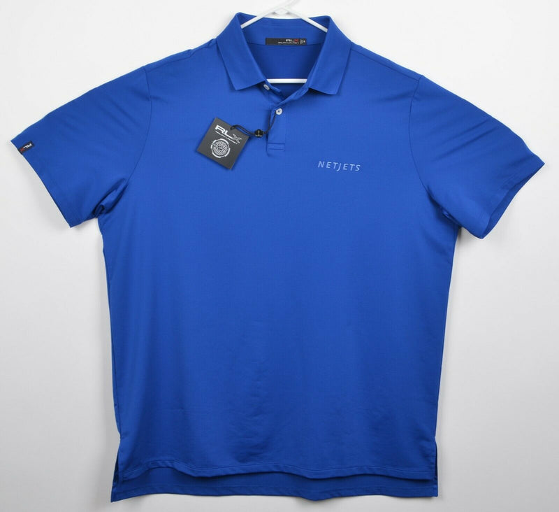 RLX Ralph Lauren Men's Sz XL NetJets Tour Issue Solid Blue Golf Polo Shirt NWT