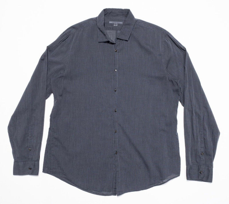 John Varvatos Collection Shirt Men's Large Long Sleeve Gray Striped Button-Front