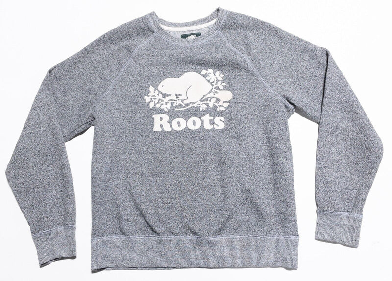 Roots Canada Sweatshirt Women's Large Beaver Logo Pullover Crewneck Gray