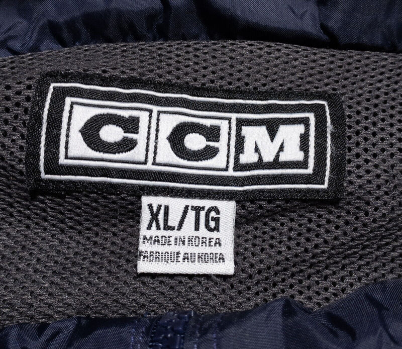 CCM Jacket Men's XL Hockey Warm-Up Windbreaker Full Zip Navy Blue Sports