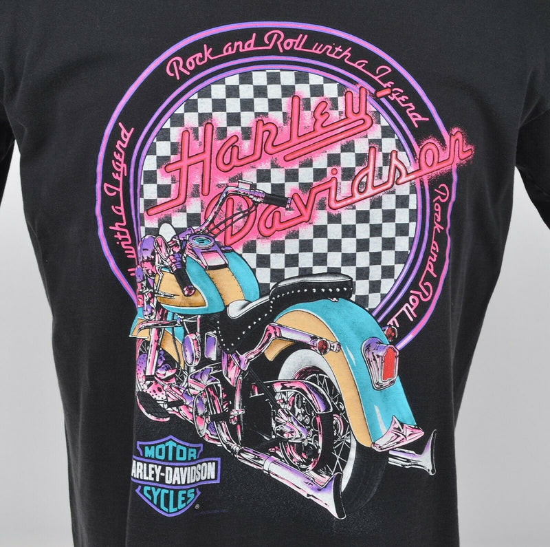 Vintage 1994 Harley-Davidson Men's Sz Large Rock & Roll Neon Biker T-Shirt