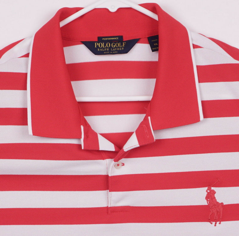 Polo Golf Ralph Lauren Men's 2XL Pro Fit Performance Red Striped Big Pony Shirt