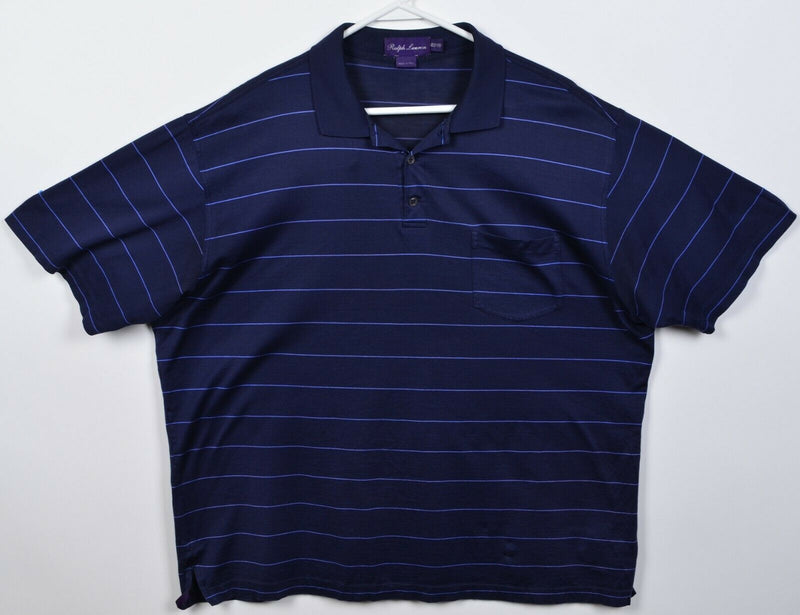 Ralph Lauren Purple Label Men's XL Navy Blue Striped Italy RLPL Polo Shirt