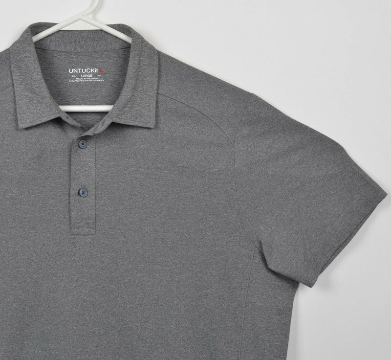 UNTUCKit Men's Large Heather Gray Polyester Wicking Performance Polo Shirt