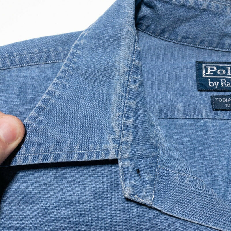 Polo Ralph Lauren Tobias Workshirt Chambray Blue Denim Button-Front Men's Large