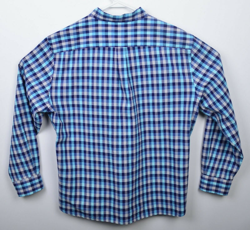Rodd & Gunn Men's 2XL Sports Fit Aqua Navy Blue Check Button-Front Shirt