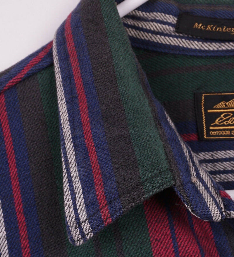 Vtg 90s Eddie Bauer Men's Sz Large McKinley Flannel USA Made Striped Shirt