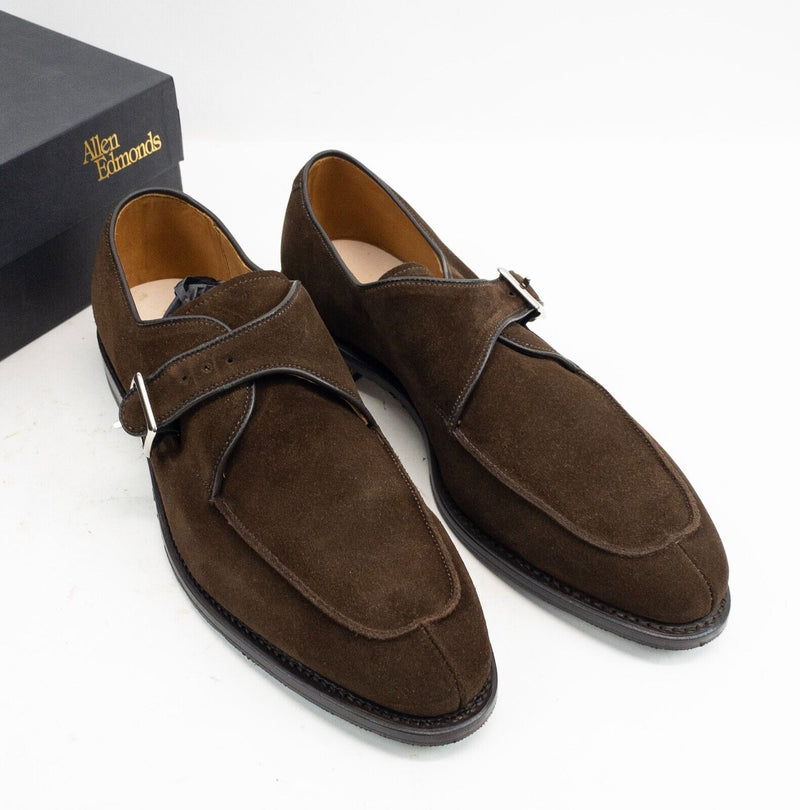 Allen Edmonds Thayer Men's 10D Brown Suede Monk Strap Split Toe Dress Shoes