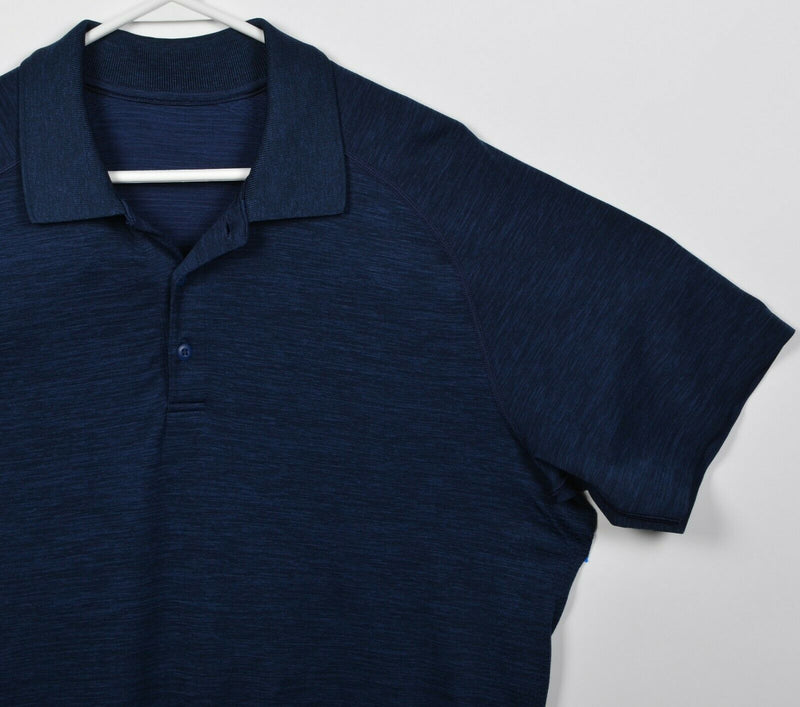 Lululemon Men's Large Navy Blue Metal Vent Tech Athleisure Wicking Polo Shirt