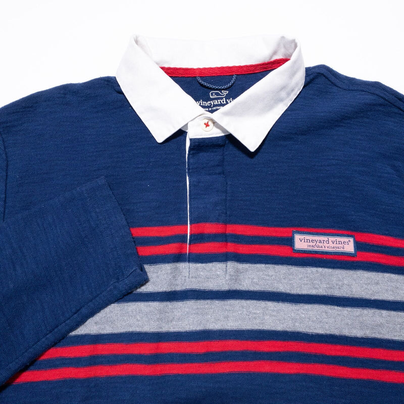 Vineyard Vines Rugby Shirt Men's Large Navy Blue Chest Stripe Long Sleeve Logo