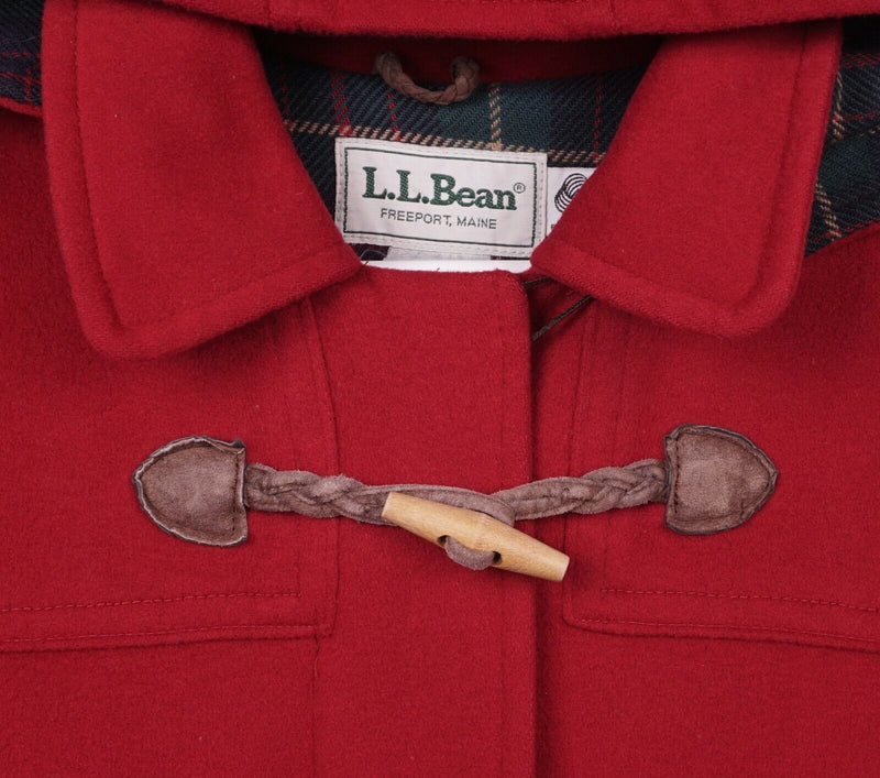 Vintage LL Bean Women's XL? Wool Toggle Flannel Lined Solid Red Duffle Coat