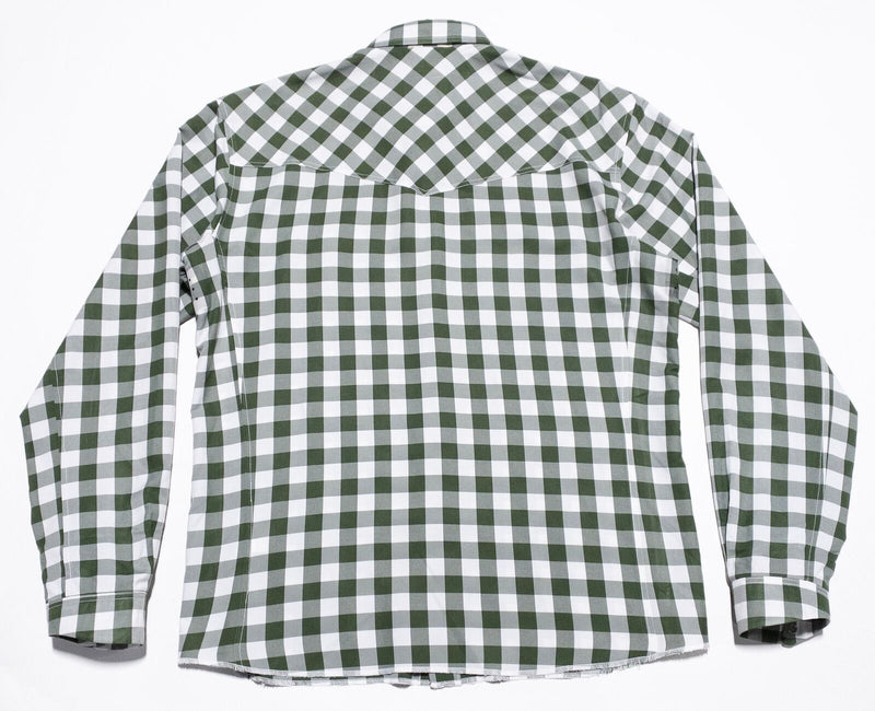 Western Rise Pearl Snap Shirt Men's Large Button-Up Green Check