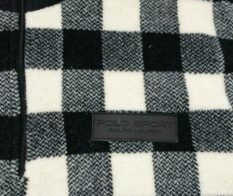 Polo Sport Ralph Lauren Fleece Buffalo Plaid Vintage 90s 1/4 Zip Jacket Men's XL