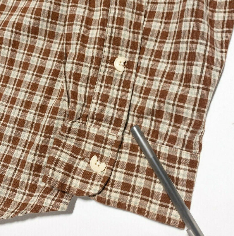 Polo Ralph Lauren Shirt Men's 2XL Brown Check Long Sleeve Button-Front Casual