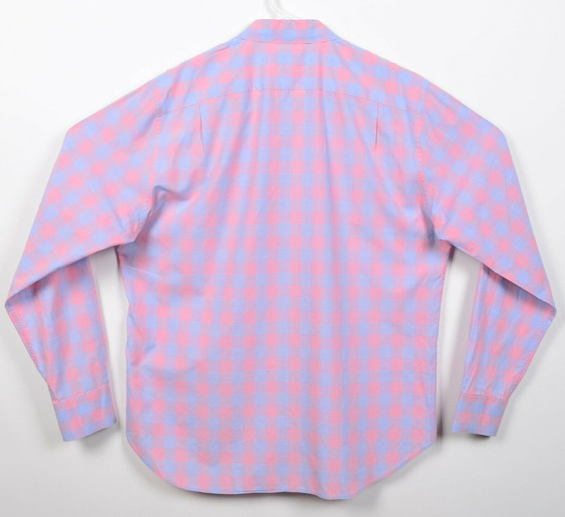 Bonobos Men's Large Slim Fit Pink Blue Check Long Sleeve Button-Down Shirt