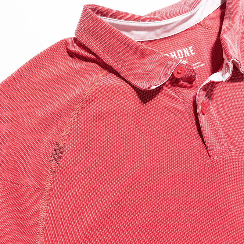 Rhone Long Sleeve Polo Men's Large Red/Pink Wicking Stretch Athleisure