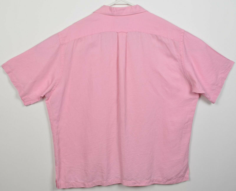 Polo Ralph Lauren Men's XL Silk Linen Blend Solid Pink Caldwell Camp Shirt