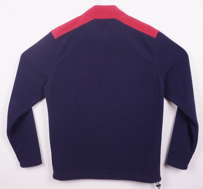 Johnnie-O Fleece Jacket Men's Medium 1/4 Zip Navy Blue Red Surfer Logo