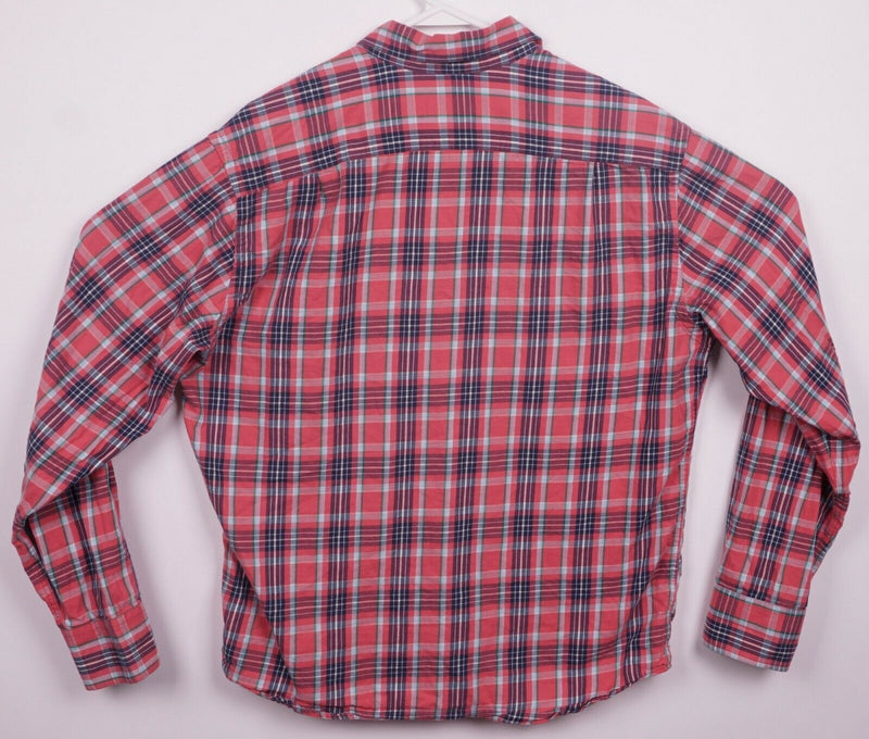 UNTUCKit Men's Large Red/Pink Blue Plaid Made in USA Button-Front Shirt