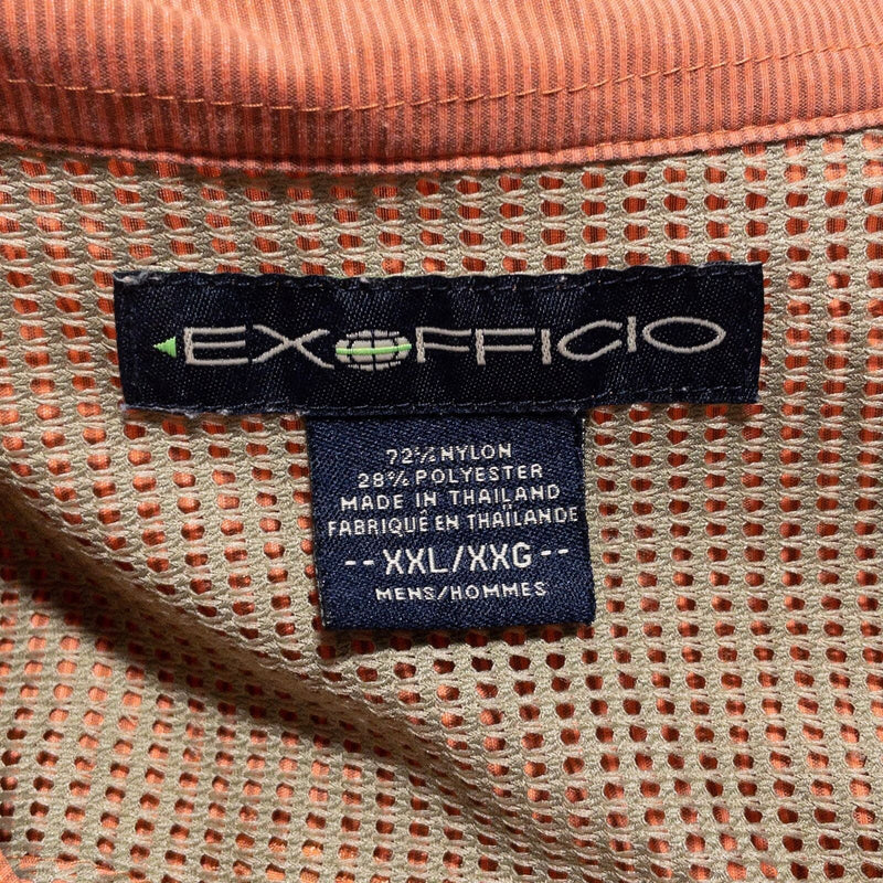 ExOfficio Fishing Shirt Men's 2XL Snap-Front Vented Orange Striped Travel