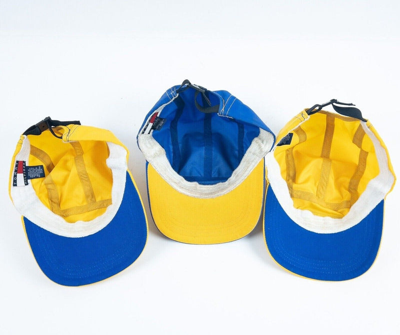 Tommy Hilfiger Athletic Gear Hat Vintage 90s 5-Panel Yellow Blue Strap Lot of 3