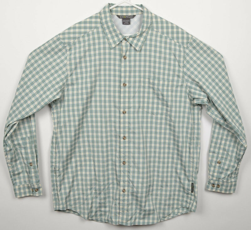 ExOfficio Men's XL Green Check Vented Hiking Fishing Outdoor Long Sleeve Shirt