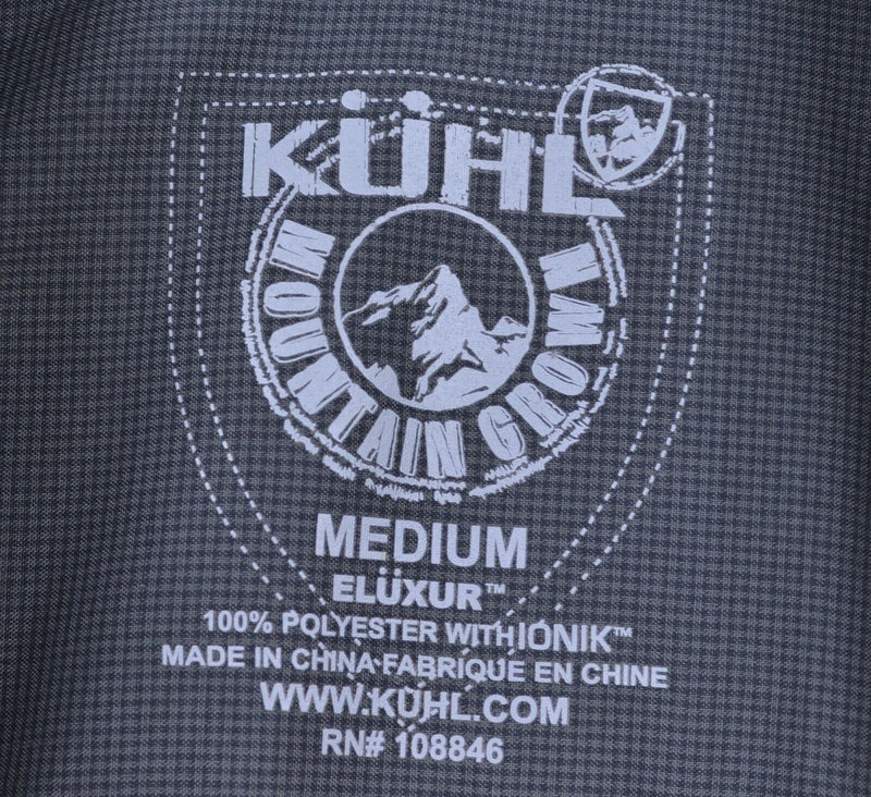 Kuhl Eluxur Men's Medium Green Gray Plaid Hiking Travel S/S Button-Front Shirt