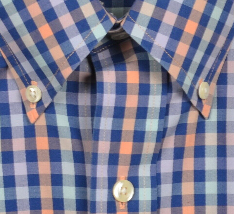 Brooks Brothers Men's 3XL Non-Iron Navy Orange Purple Check Button-Down Shirt