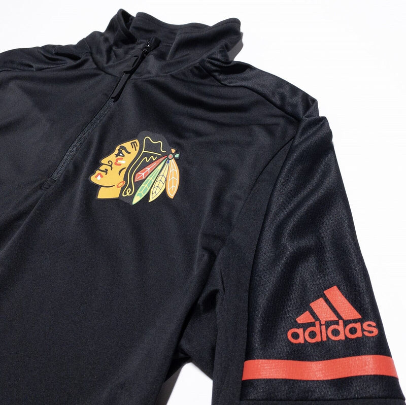 Chicago Blackhawks 1/4 Zip Men's Small Pullover Activewear Long Sleeve Black NHL